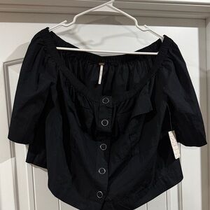 Free People Black Off-Shoulder Blouse